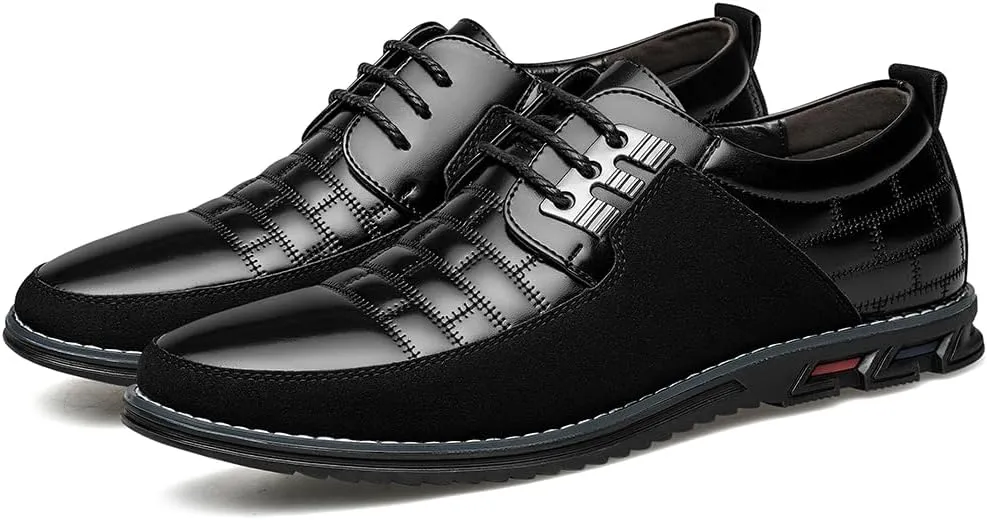 Men's Premium Leather Dress Shoes Comfort Business Casual Oxford Shoes Fashion Dress Sneakers Soft Loafers Derby Shoe for Office Working Walking Driving
