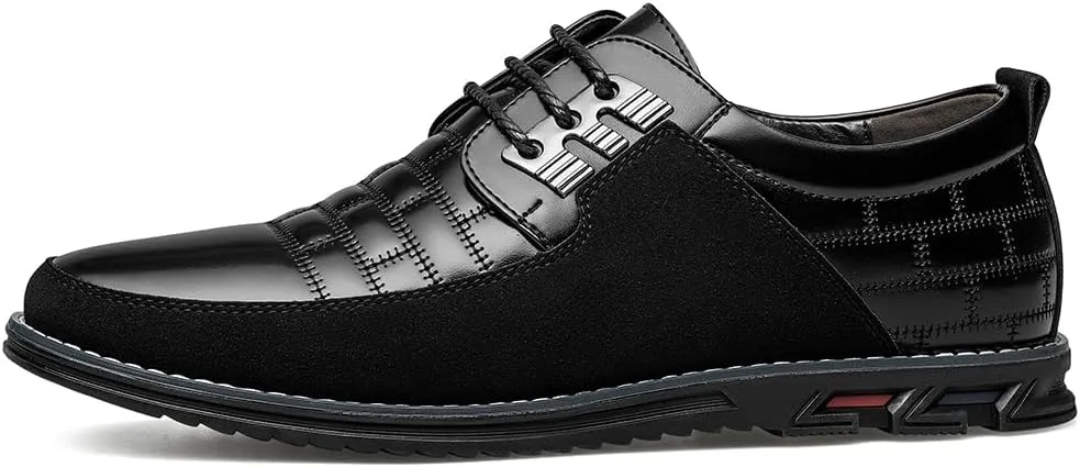 Men's Premium Leather Dress Shoes Comfort Business Casual Oxford Shoes Fashion Dress Sneakers Soft Loafers Derby Shoe for Office Working Walking Driving