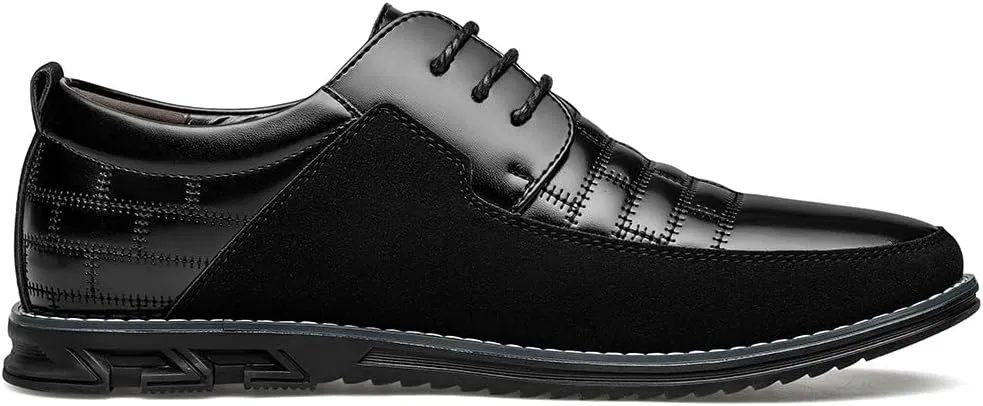 Men's Premium Leather Dress Shoes Comfort Business Casual Oxford Shoes Fashion Dress Sneakers Soft Loafers Derby Shoe for Office Working Walking Driving