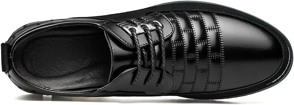 Men's Premium Leather Dress Shoes Comfort Business Casual Oxford Shoes Fashion Dress Sneakers Soft Loafers Derby Shoe for Office Working Walking Driving