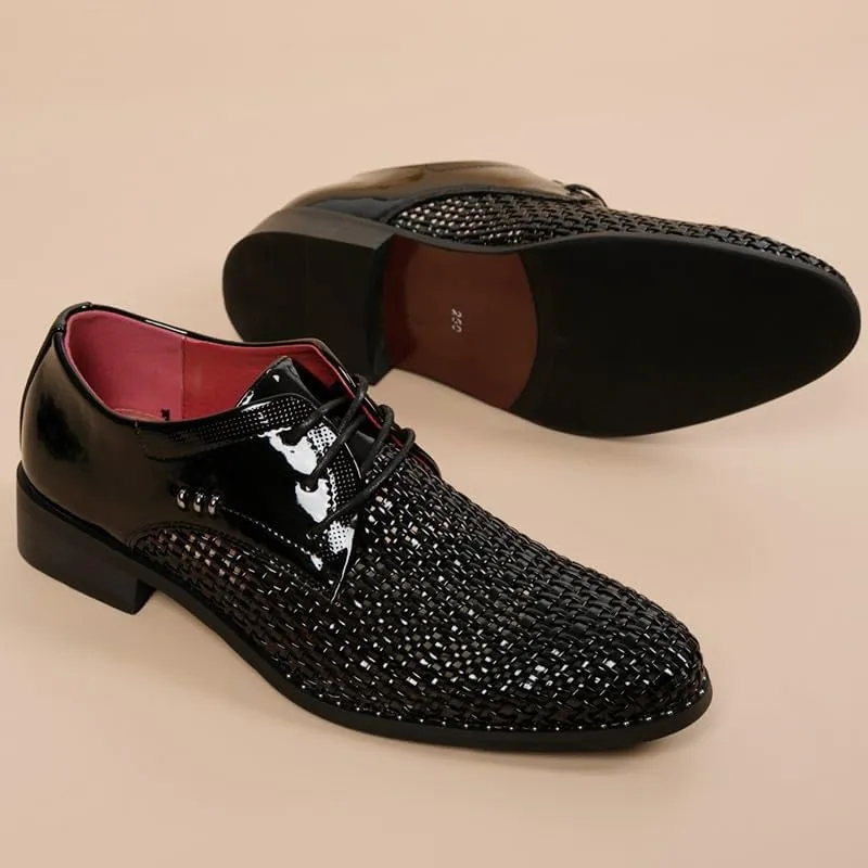 Men's Shiny Patent Leather Dress Shoes - Comfortable Business Casual Derby Shoes with Height Increasing Non-Slip Softsole for Walking and Formal Events