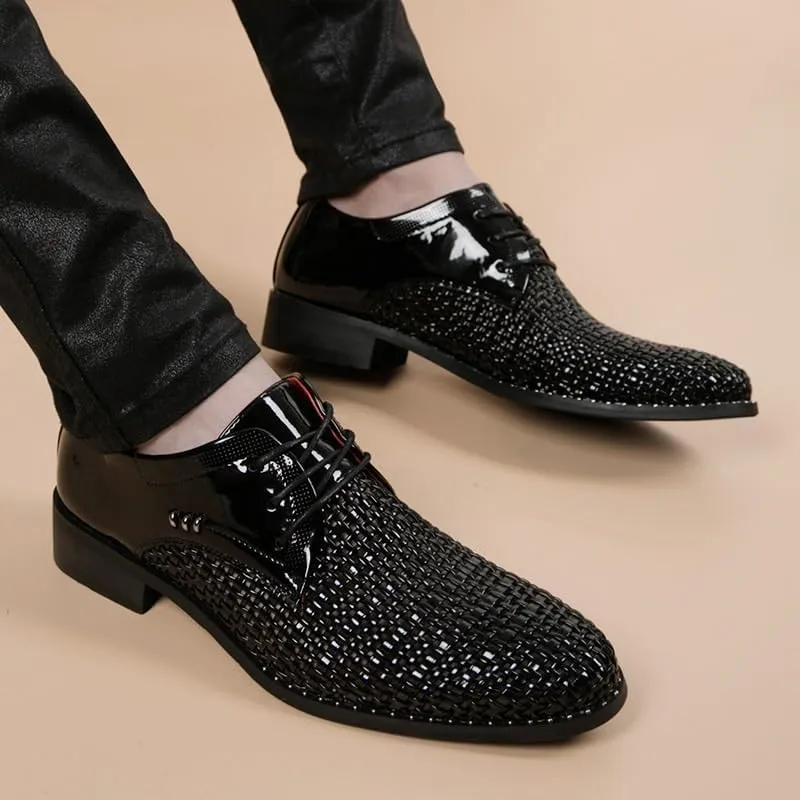 Men's Shiny Patent Leather Dress Shoes - Comfortable Business Casual Derby Shoes with Height Increasing Non-Slip Softsole for Walking and Formal Events