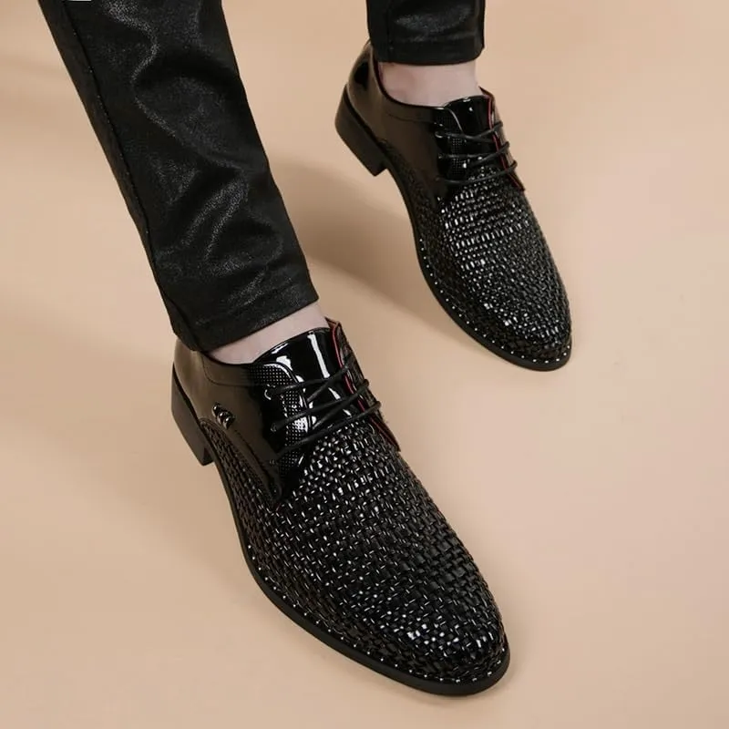 Men's Shiny Patent Leather Dress Shoes - Comfortable Business Casual Derby Shoes with Height Increasing Non-Slip Softsole for Walking and Formal Events