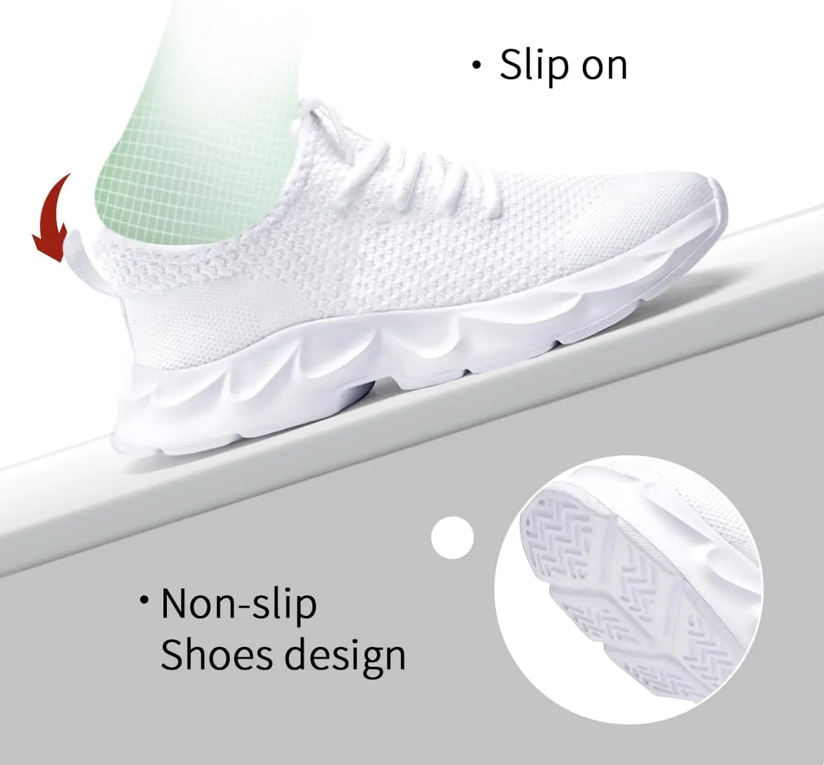 Mens Walking Shoes Slip On Tennis Non Slip Sneakers Outdoor Running Sports Trainers Athletic Sneaker Road Casual Workout Lightweight Shoes