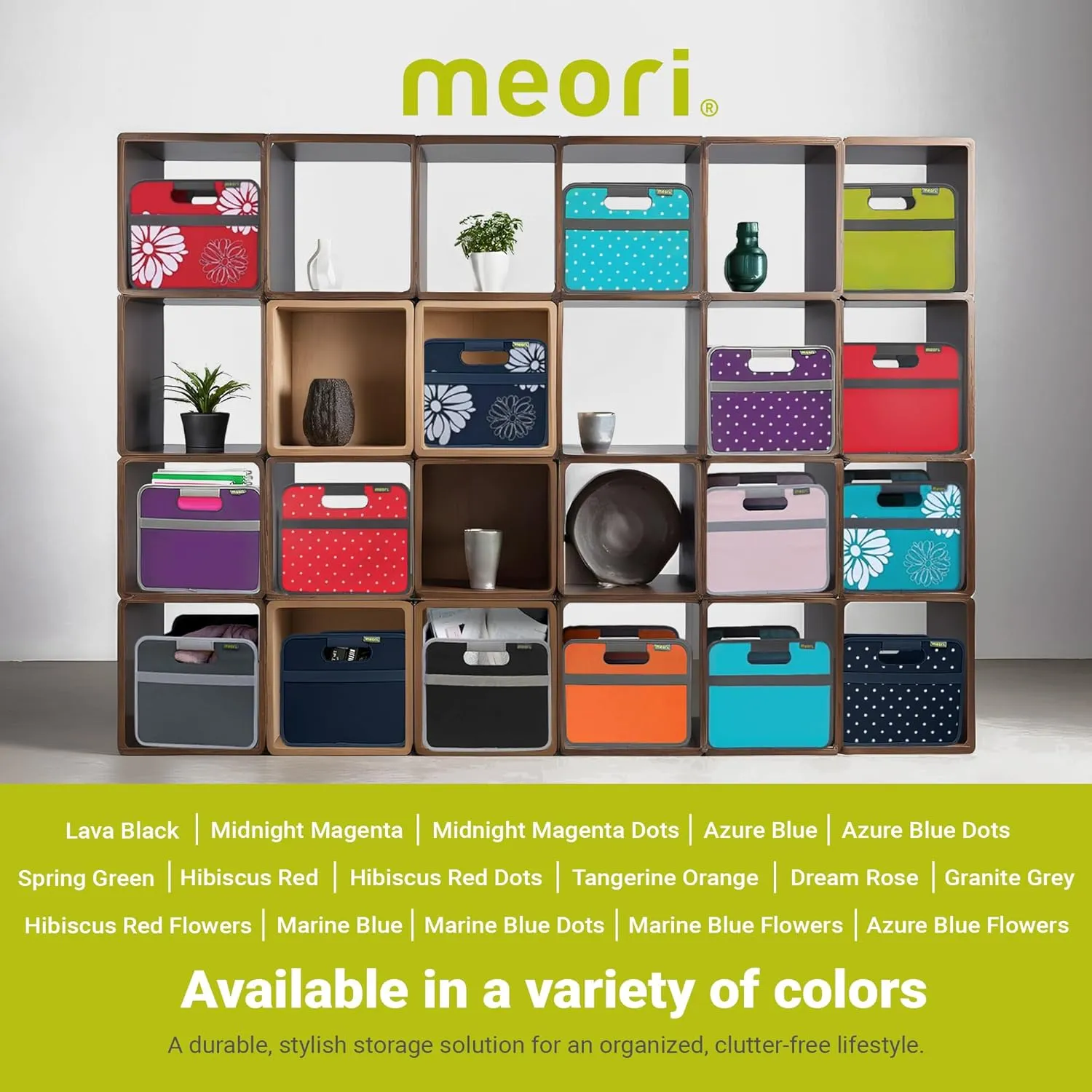 meori Small Collapsible Storage Bin, Fabric Storage Cube, with Dual Handles for Shelves, Small Storage Containers for Organizing