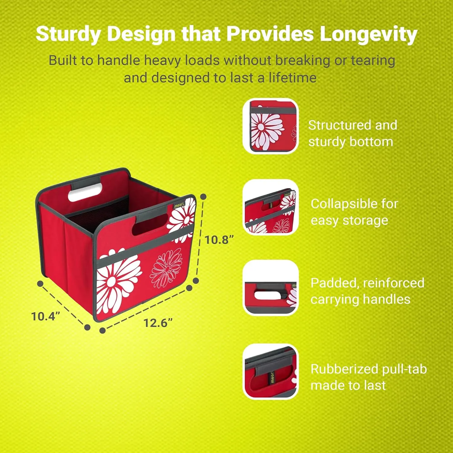 meori Small Collapsible Storage Bin, Fabric Storage Cube, with Dual Handles for Shelves, Small Storage Containers for Organizing
