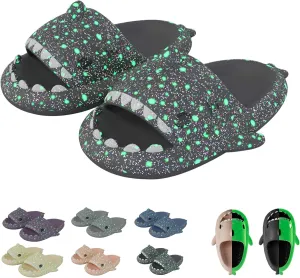 Miahhy Galaxy Shark Slides, Galaxy Shark Slides Glow in the Dark, Cloud Shark Slippers, Shark Flip Flops Non-slip Open Toe