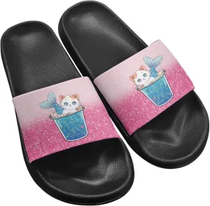 Micoklinlin Slide Sandals for Women Men Cute Rubber Slip-On Flip Flops Fashion Shower Yoga Pool Beach Waterproof Slippers