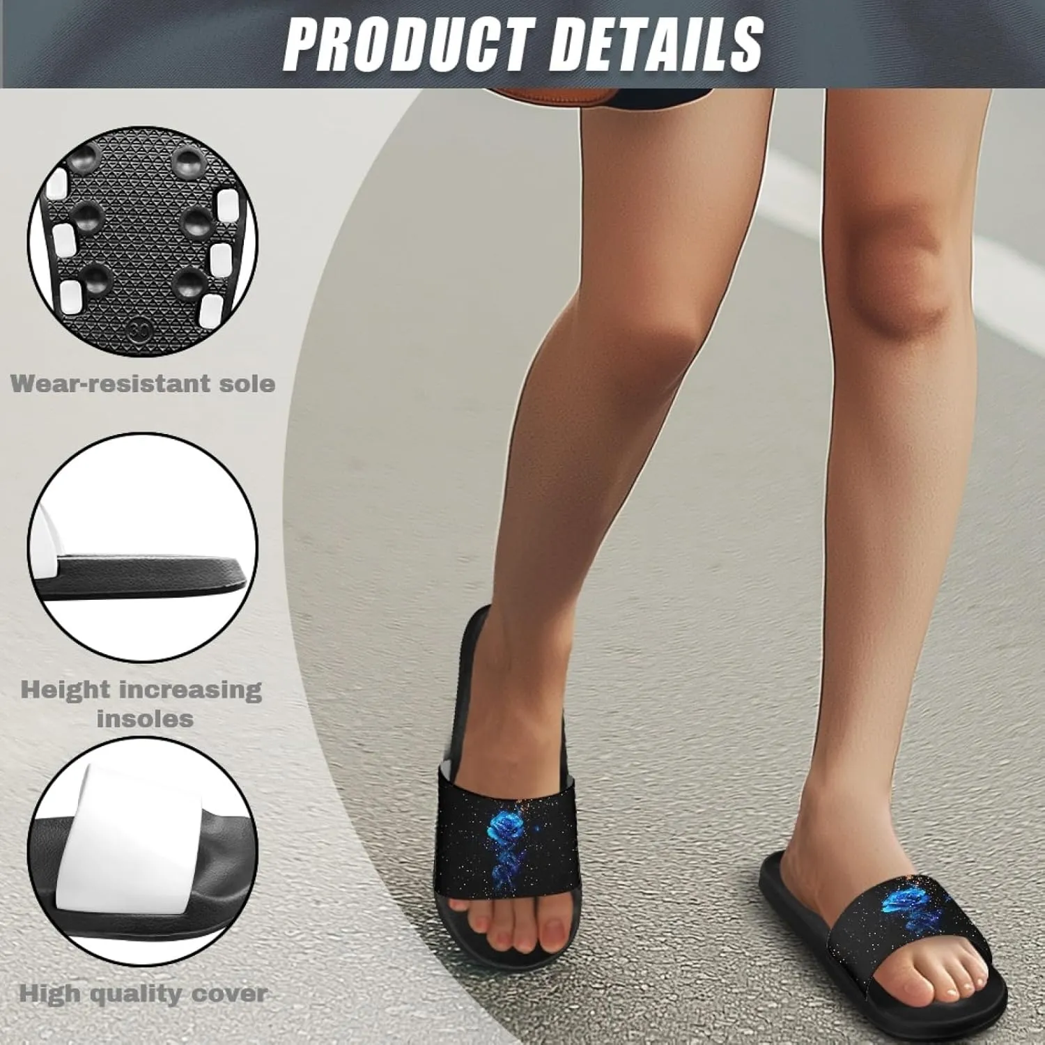 Micoklinlin Slide Sandals for Women Men Cute Rubber Slip-On Flip Flops Fashion Shower Yoga Pool Beach Waterproof Slippers
