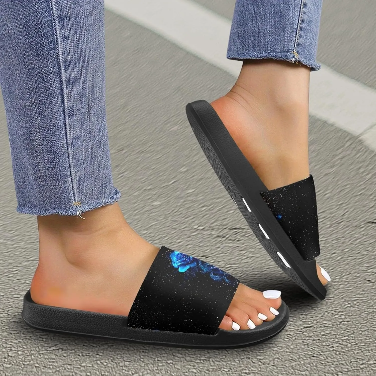 Micoklinlin Slide Sandals for Women Men Cute Rubber Slip-On Flip Flops Fashion Shower Yoga Pool Beach Waterproof Slippers