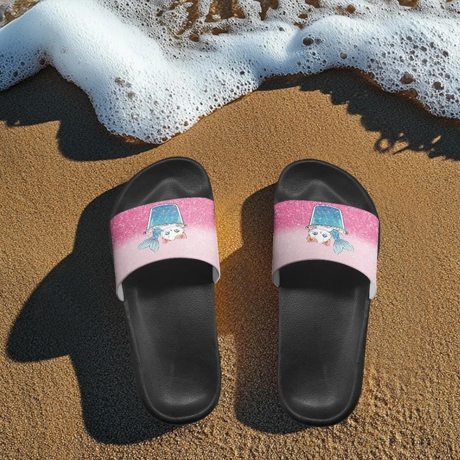 Micoklinlin Slide Sandals for Women Men Cute Rubber Slip-On Flip Flops Fashion Shower Yoga Pool Beach Waterproof Slippers