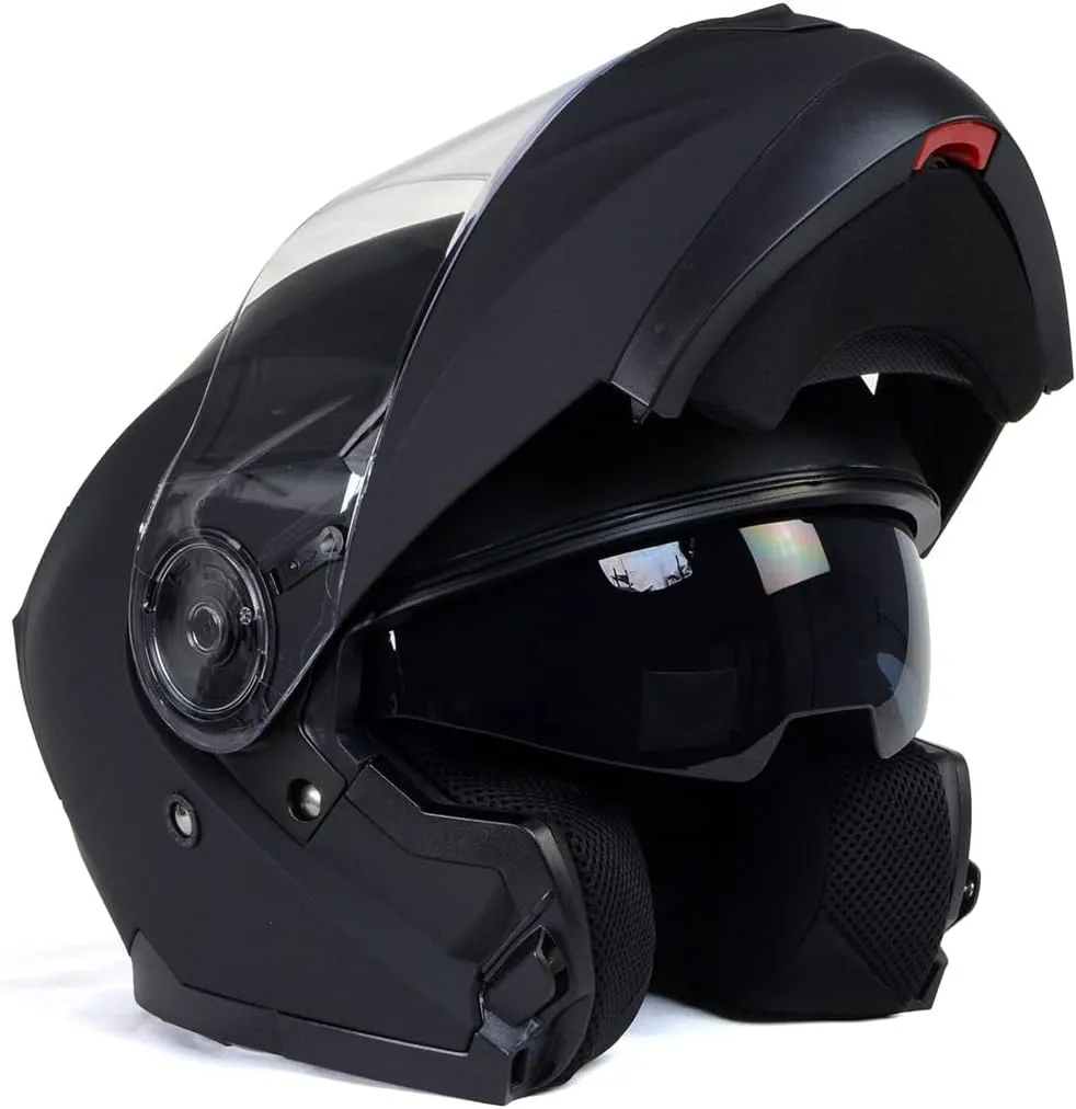 Milwaukee Helmets Breeze Flat Black Advanced Motorcycle Modular Helmet w/Drop Down Visor DOT Approved MPH9814DOT - XX-Large