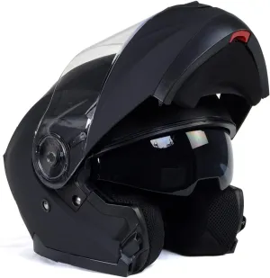 Milwaukee Helmets Breeze Flat Black Advanced Motorcycle Modular Helmet w/Drop Down Visor DOT Approved MPH9814DOT - XX-Large