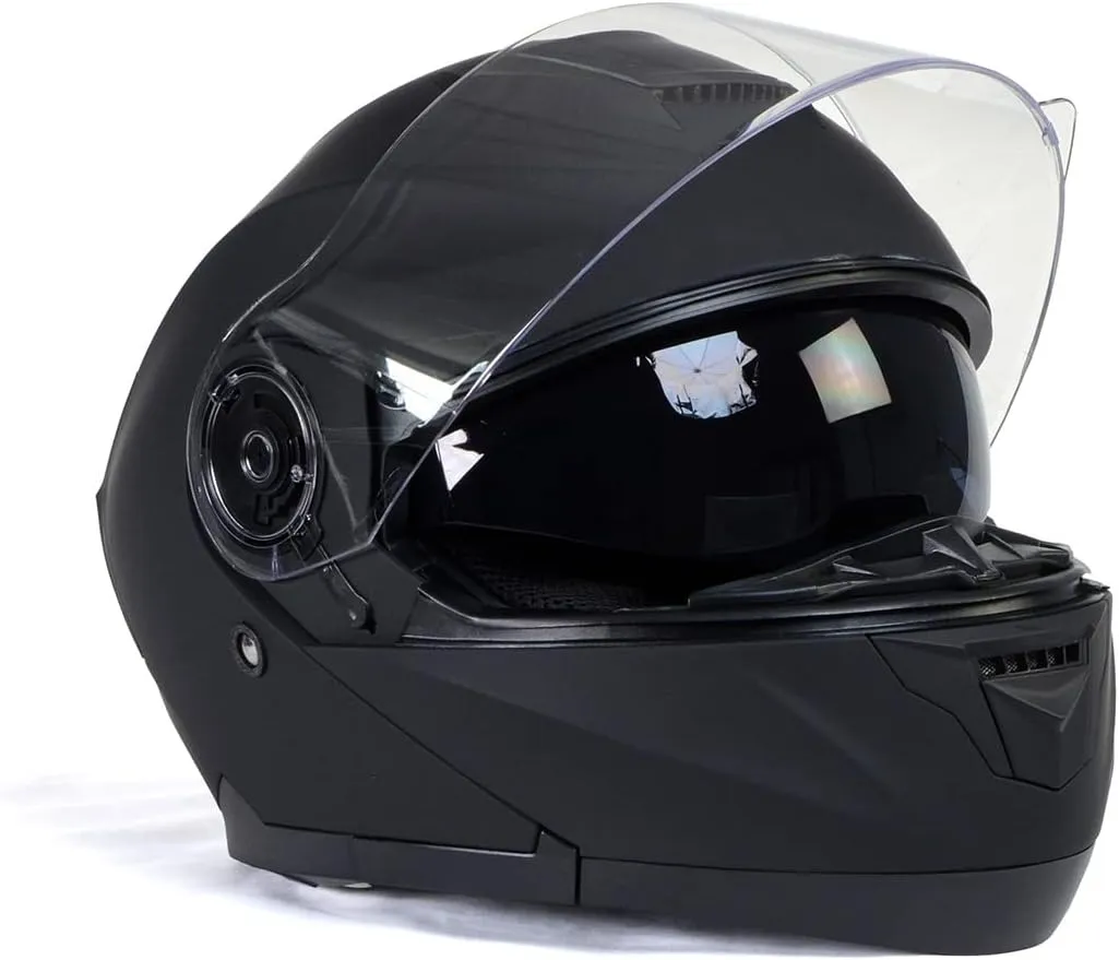 Milwaukee Helmets Breeze Flat Black Advanced Motorcycle Modular Helmet w/Drop Down Visor DOT Approved MPH9814DOT - XX-Large