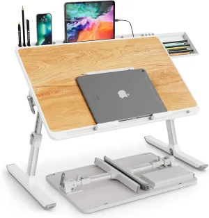 Monomi Laptop Desk for Bed, Height & Angle Adjustable Laptop Stand for Bed,X-Large Folding Portable Lap Desks Trays with Storage Drawers, Lap Table for Eating, Working, Writing and Drawing