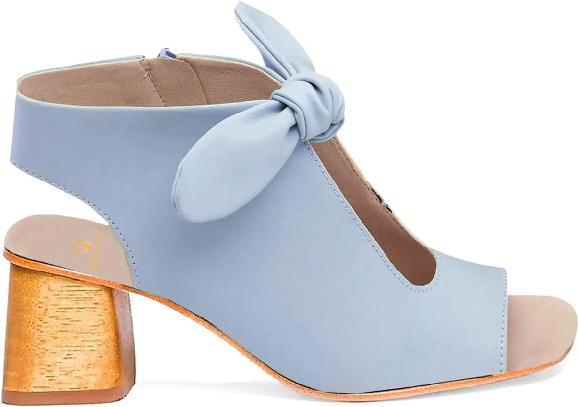 MOOMMO Women Heeled Sandals with Bow Open Toe Low Chunky Block Heel Sandal Booties Cutout 2" Heels Backless Slingback Dress Shoes Peep Toe Back Zipper Suede Sandal Dressy Casual Summer Beach 4-13 M US