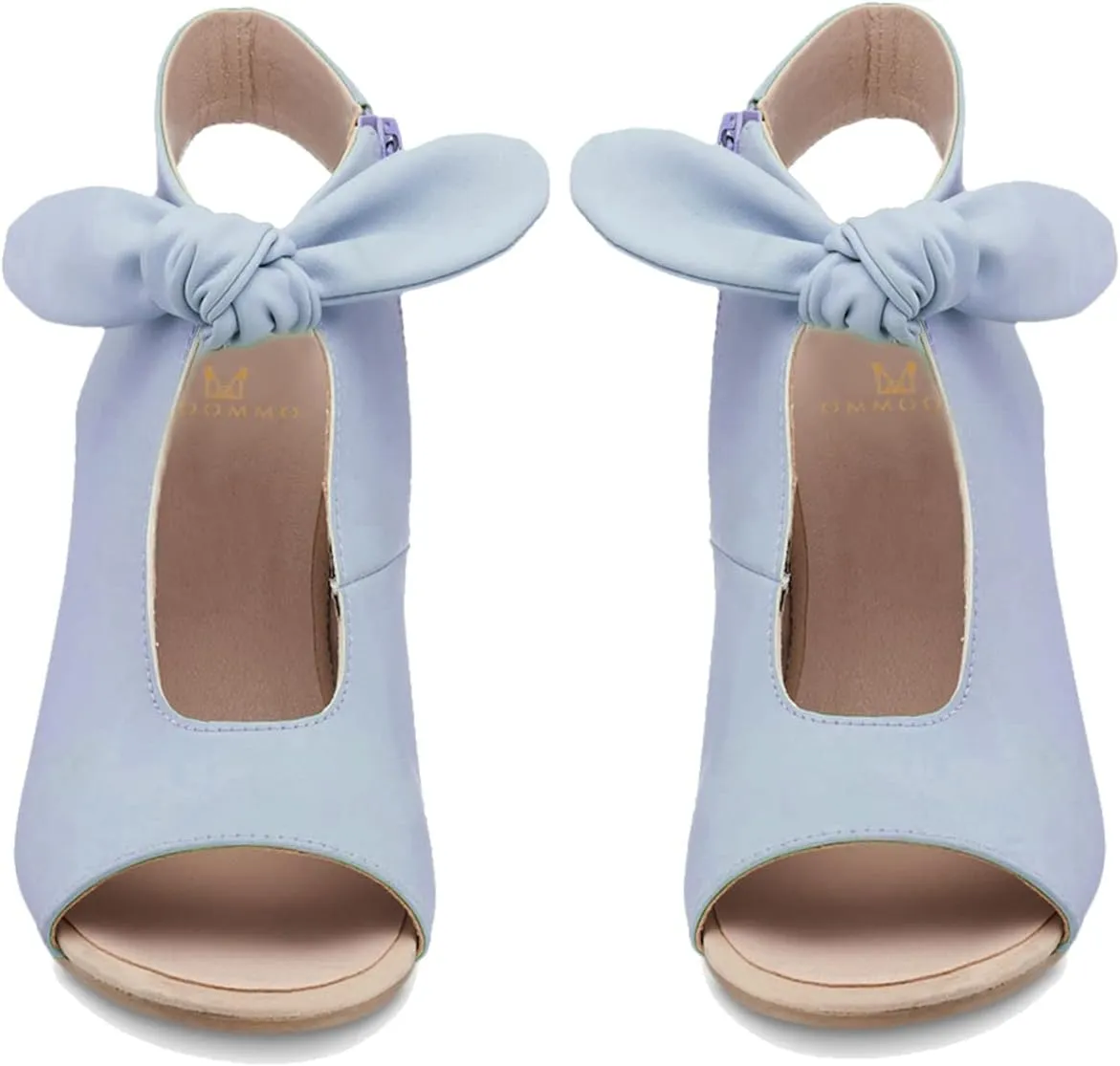 MOOMMO Women Heeled Sandals with Bow Open Toe Low Chunky Block Heel Sandal Booties Cutout 2" Heels Backless Slingback Dress Shoes Peep Toe Back Zipper Suede Sandal Dressy Casual Summer Beach 4-13 M US