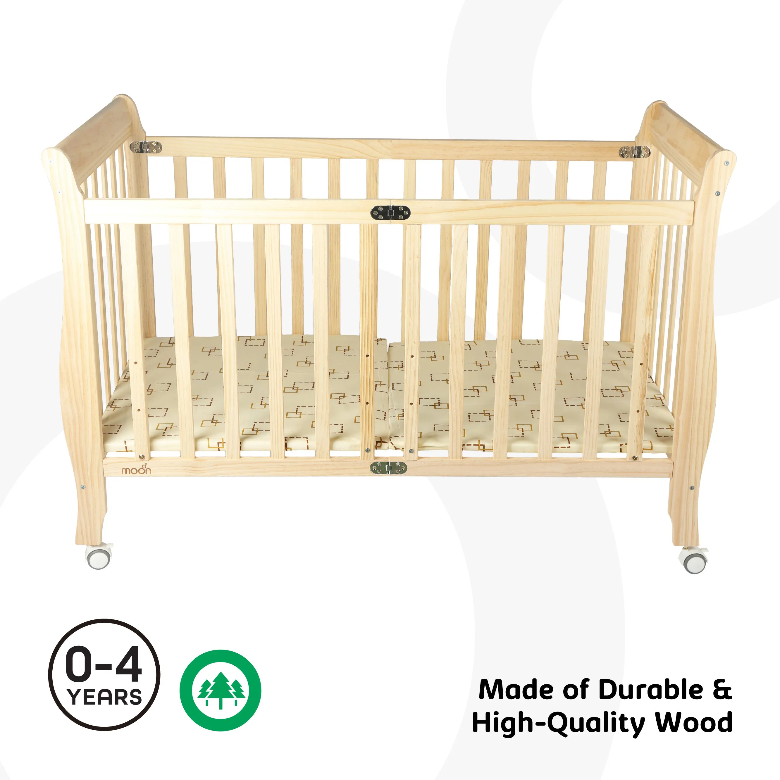 Moon - Wooden Foldable  Crib (129X69X96 Cm) - Brown