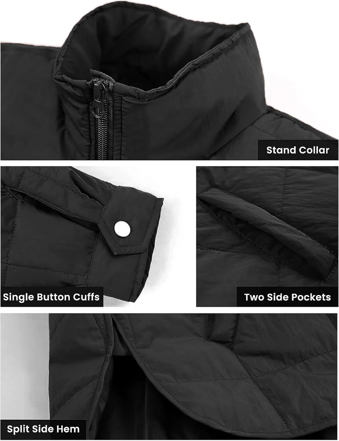 Muchpow Women's Lightweight Down Coat Long Sleeve Full Zipper Oversized Packable Short Puffer Jackets