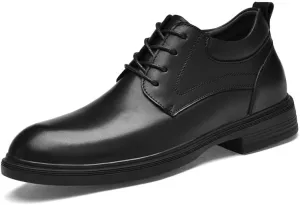 New Dress Oxford Shoes for Men Lace Up Round Toe Leather Derby Shoes Low Top Rubber Sole Non Slip Anti-Slip Party