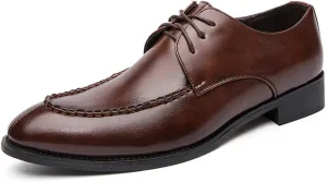 New Dress Shoes for Men Lace Up Apron Split Toe Derby Shoes Faux Leather Block Heel Rubber Sole Anti-Slip Wedding
