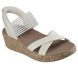 NEW Women's SKECHERS SLIP-INS BEVERLEE LUX Natural MESH Wedge Sandal AUTHENTIC IN BOX