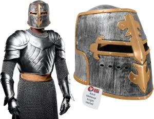 Nicky Bigs Novelties Medieval Knight Costume Adult Helmet Crusader Knight Armor Costume Metal Crusader Helmet - One Size