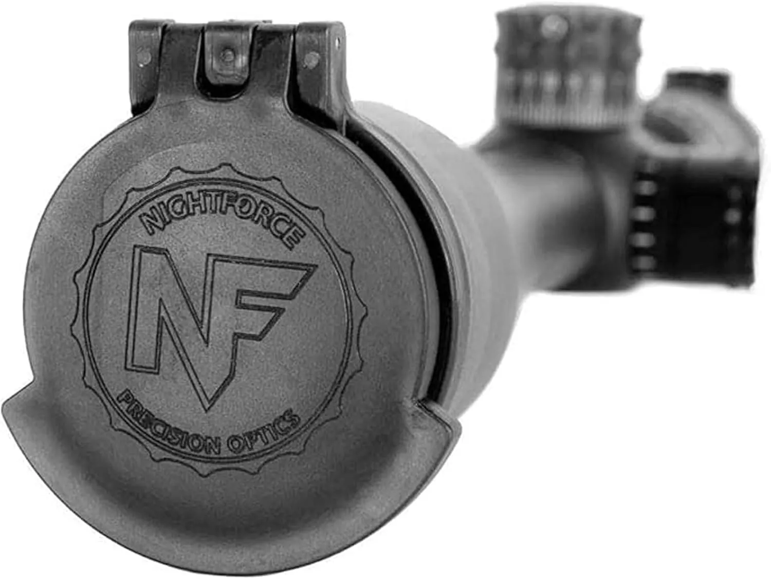 Nightforce Objective Durable Weather-Resistant Spring-Loaded Flip-Up Rotational Lens Caps with Thread-in Attachment