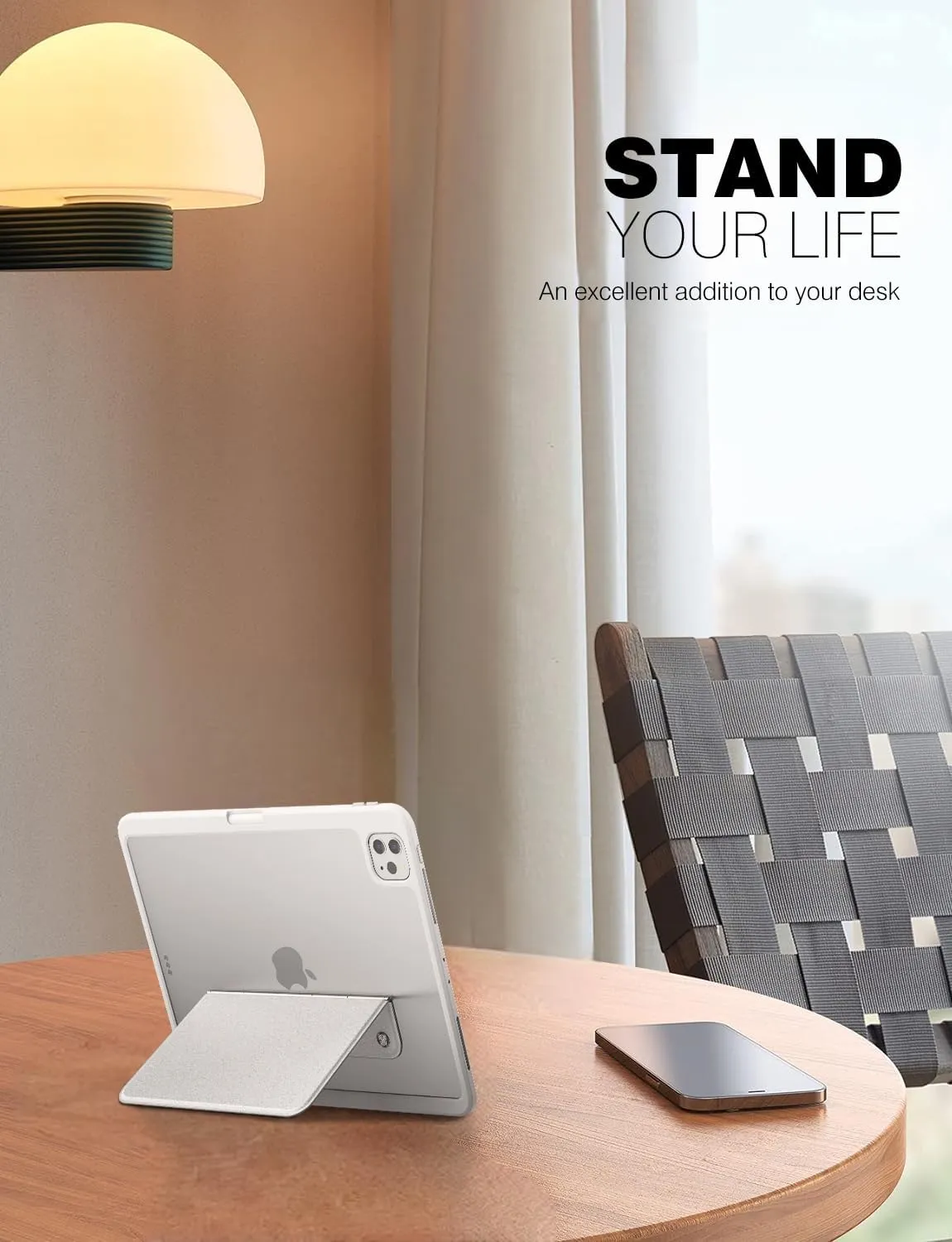 Nillkin Adhesive Invisible Slim Tablet Stand, Universal iPad Stand for Desk, Most Adjustable, Compatible with iPad/Galaxy Tab and All 9.7-11" Tablets, Light Gray