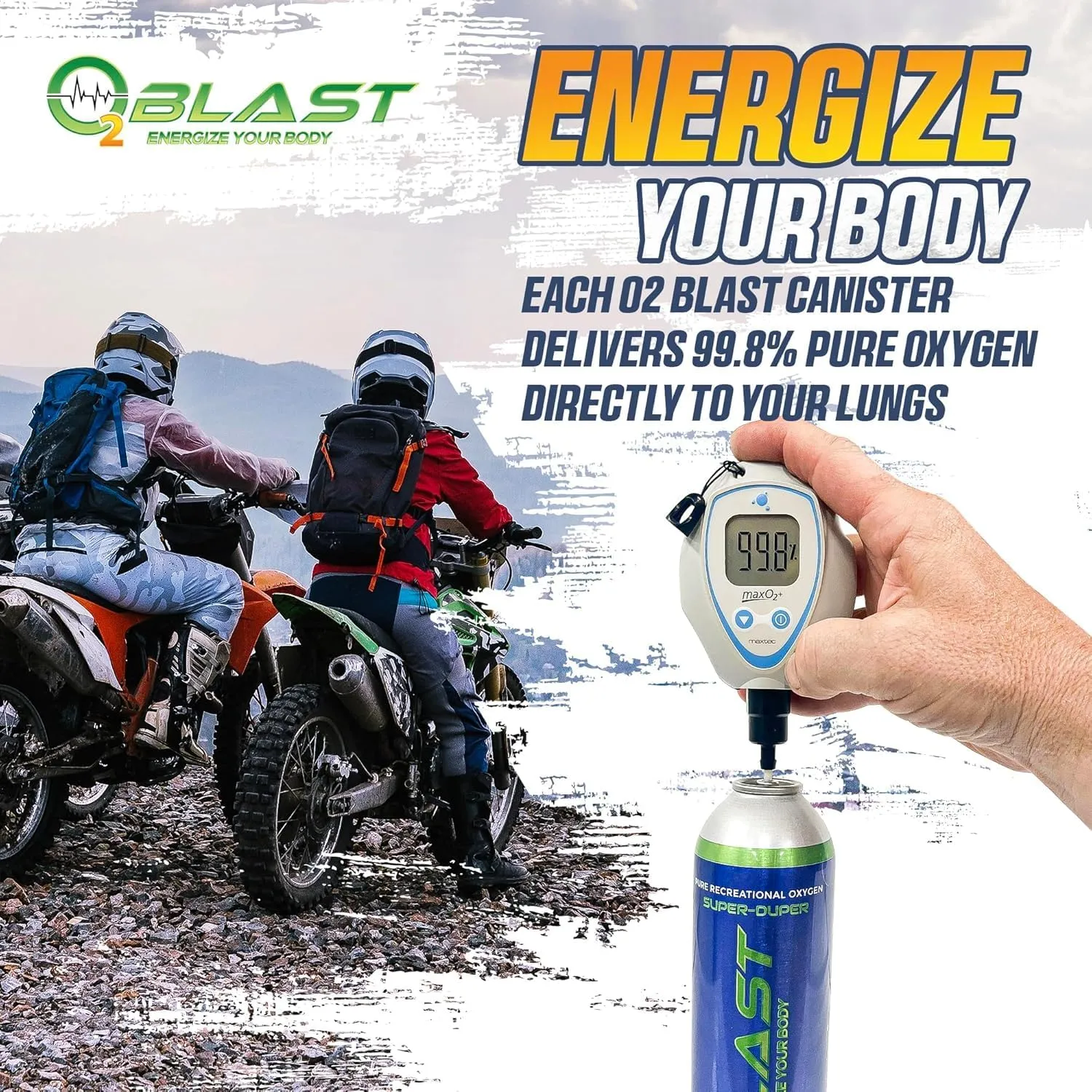 O2 Blast, Pure Oxygen Supplement, Quick Recovery for Exercise and Focus. Sanitary Flip Top Cap (4 Liter Oxygen Canisters - 3 Pack - Natural)