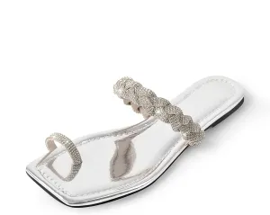 onlymaker Women's Square Open Toe Backless Flat Slipper Sandals Summer Wide Fit Slipper