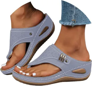 Orthopedic Sandals for Women 2025,Summer Slip On Beach Sandals Dressy Arch Support Wedge Sandal Vintage Wide Width Flip Flops Casual Boho Slipper