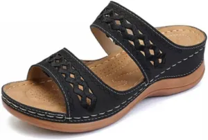 Orthopedic Sandals for Women, Walking Slippers with Arch Support, Anti-Slip, Breathable, Vintage Slip On Flip Flops, Dressy Summer Flat