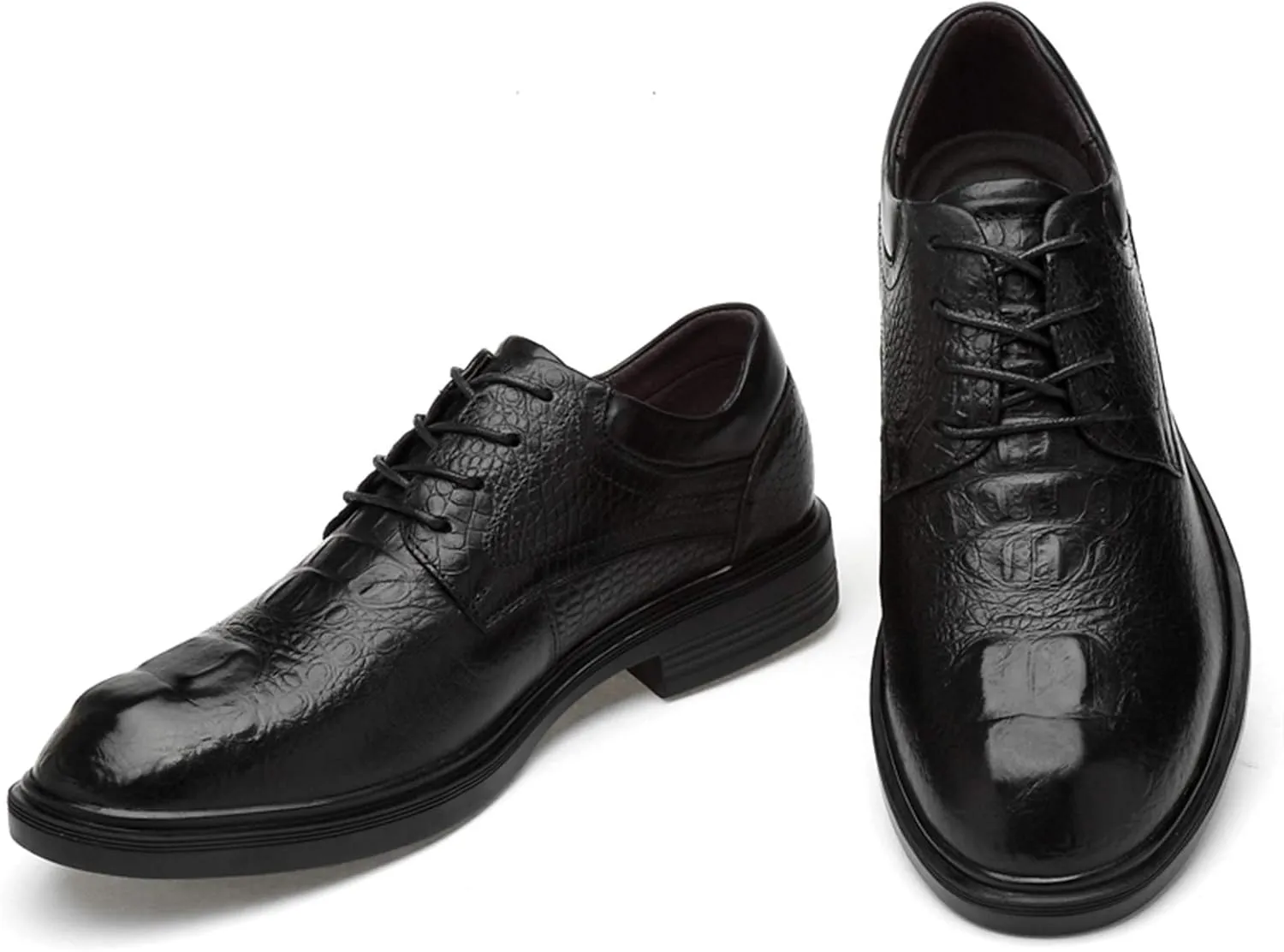 Oxford Formal Shoes for Men Lace Up Round Toe Derby Shoes Top Layer Cowhide Non Slip Block Heel Rubber Sole Classic Suitable for Many Occasions