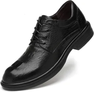 Oxford Formal Shoes for Men Lace Up Round Toe Derby Shoes Top Layer Cowhide Non Slip Block Heel Rubber Sole Classic Suitable for Many Occasions