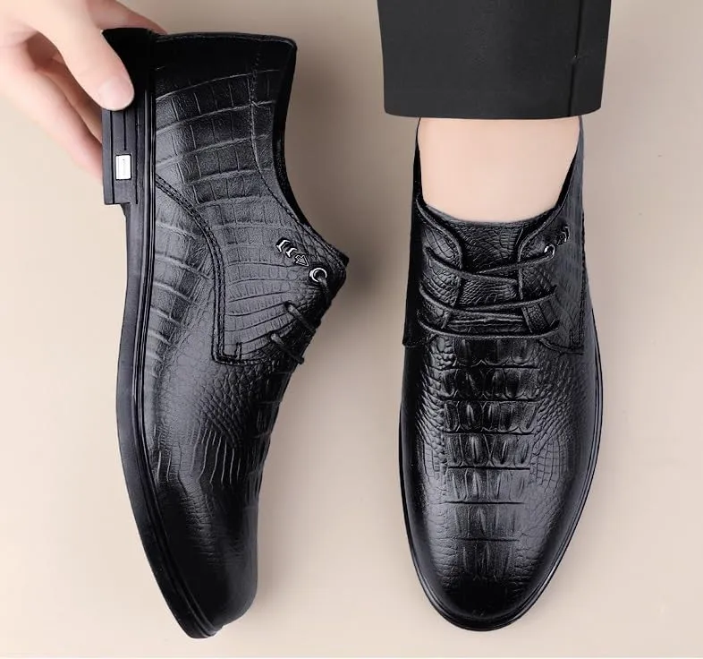 Oxford Shoes for Men Modern Low Top Pointed Toe Tuxedo Derby Shoes Men's Non-Slip Waterproof Business Formal Dress Shoes(Black,6.5)