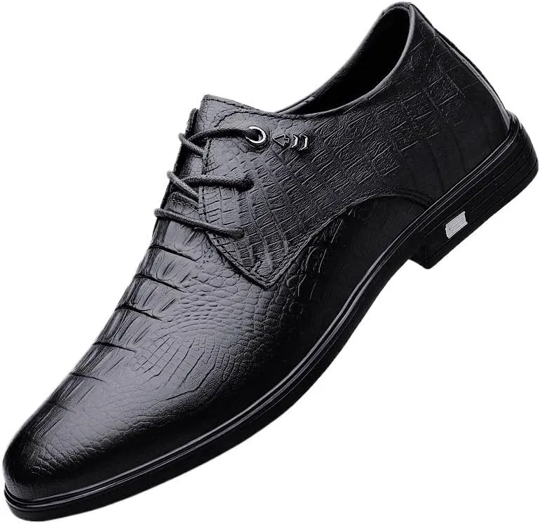Oxford Shoes for Men Modern Low Top Pointed Toe Tuxedo Derby Shoes Men's Non-Slip Waterproof Business Formal Dress Shoes(Black,6.5)