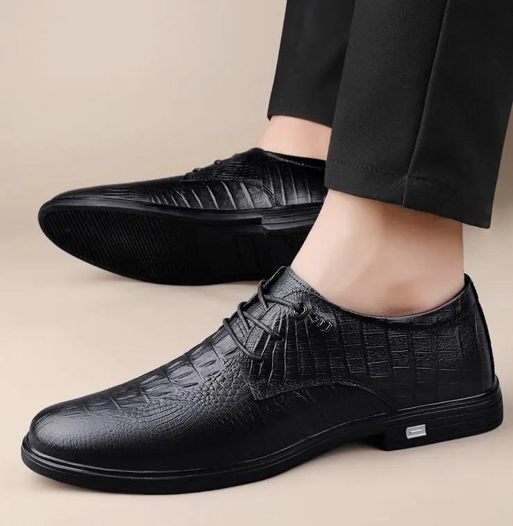Oxford Shoes for Men Modern Low Top Pointed Toe Tuxedo Derby Shoes Men's Non-Slip Waterproof Business Formal Dress Shoes(Black,6.5)