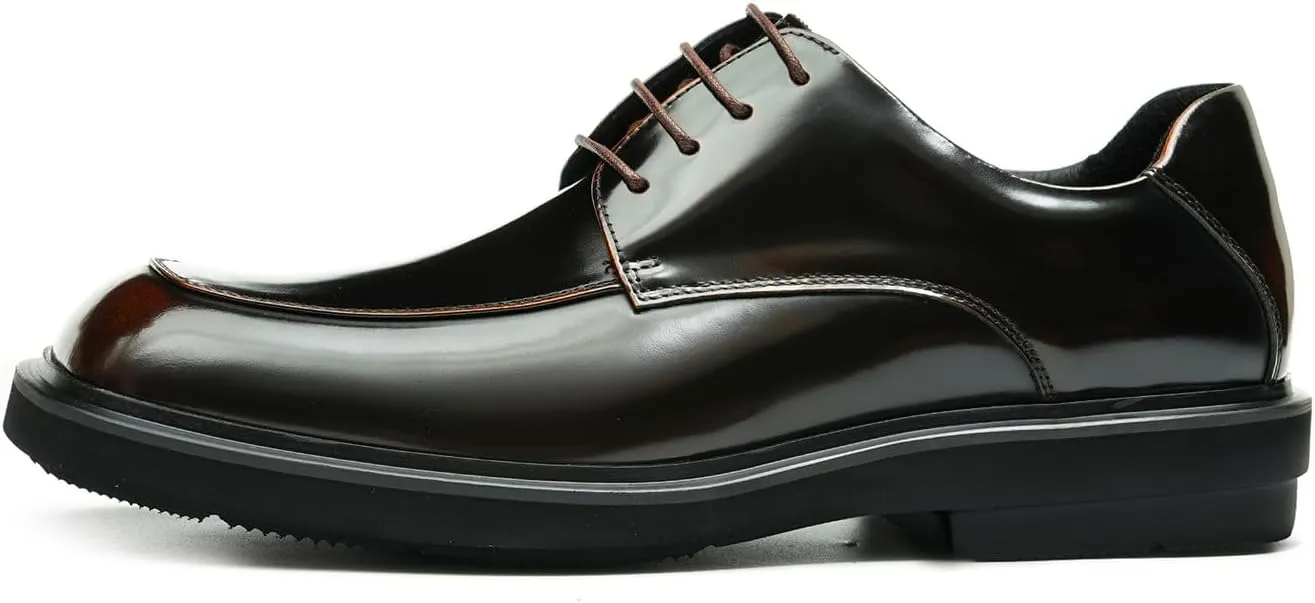 Oxfords Black Dress Shoes for Men Genuine Leather Square Toe Formal Derby Fashion Wedding Prom Shoes Mens Tuxedo Business Causal Shoes