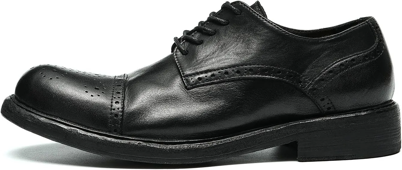 Oxfords Mens Formal Dress Shoes Genuine Leather Handcrafted Goodyear Shoes Brogues Derby Fashion Business Wedding Casual Prom Shoes for Men