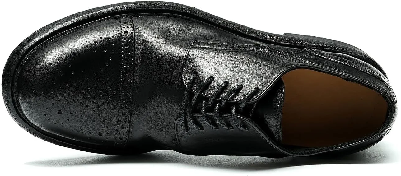 Oxfords Mens Formal Dress Shoes Genuine Leather Handcrafted Goodyear Shoes Brogues Derby Fashion Business Wedding Casual Prom Shoes for Men