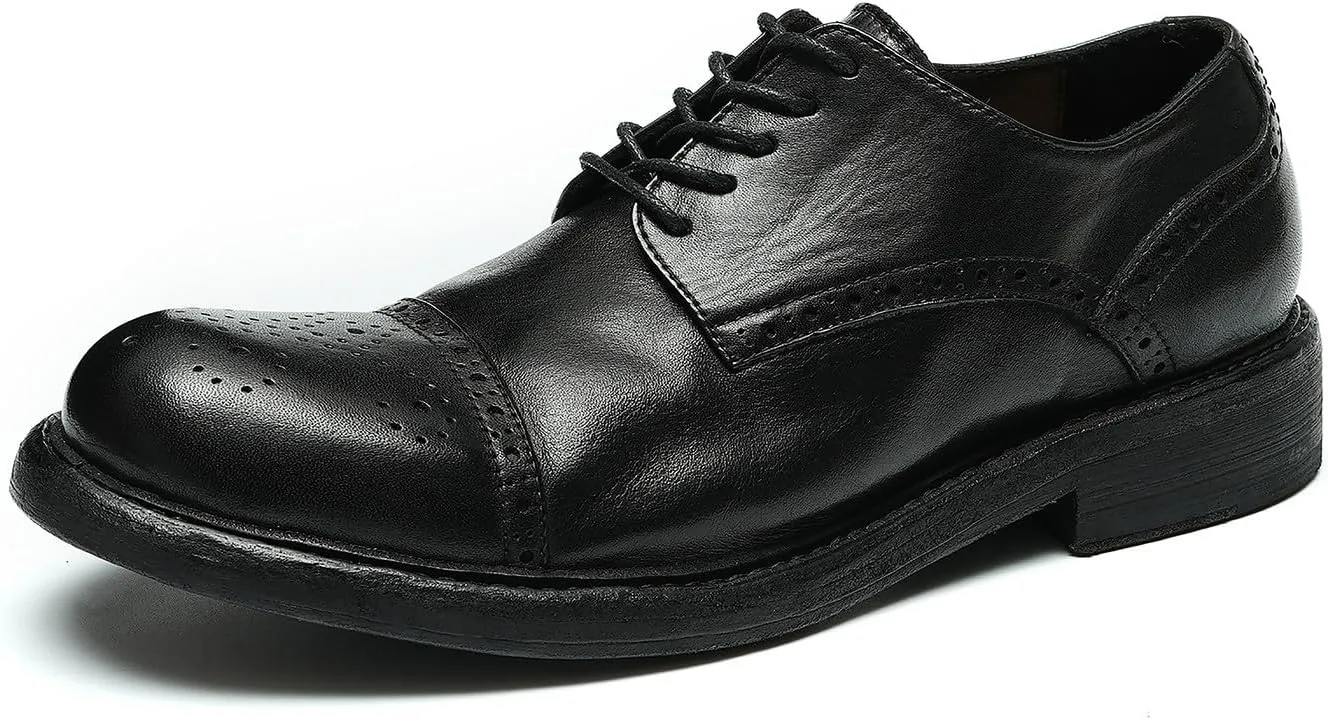 Oxfords Mens Formal Dress Shoes Genuine Leather Handcrafted Goodyear Shoes Brogues Derby Fashion Business Wedding Casual Prom Shoes for Men