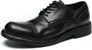 Oxfords Mens Formal Dress Shoes Genuine Leather Handcrafted Goodyear Shoes Brogues Derby Fashion Business Wedding Casual Prom Shoes for Men