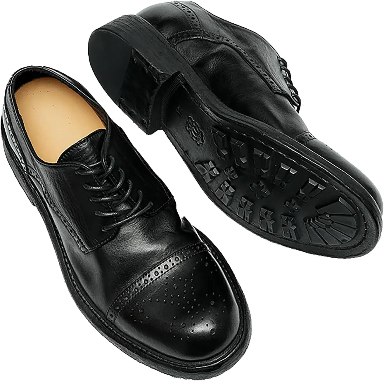 Oxfords Mens Formal Dress Shoes Genuine Leather Handcrafted Goodyear Shoes Brogues Derby Fashion Business Wedding Casual Prom Shoes for Men