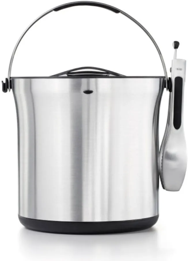 OXO Ice Bucket and Tongs Set - Brushed Stainless Steel