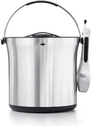 OXO Ice Bucket and Tongs Set - Brushed Stainless Steel