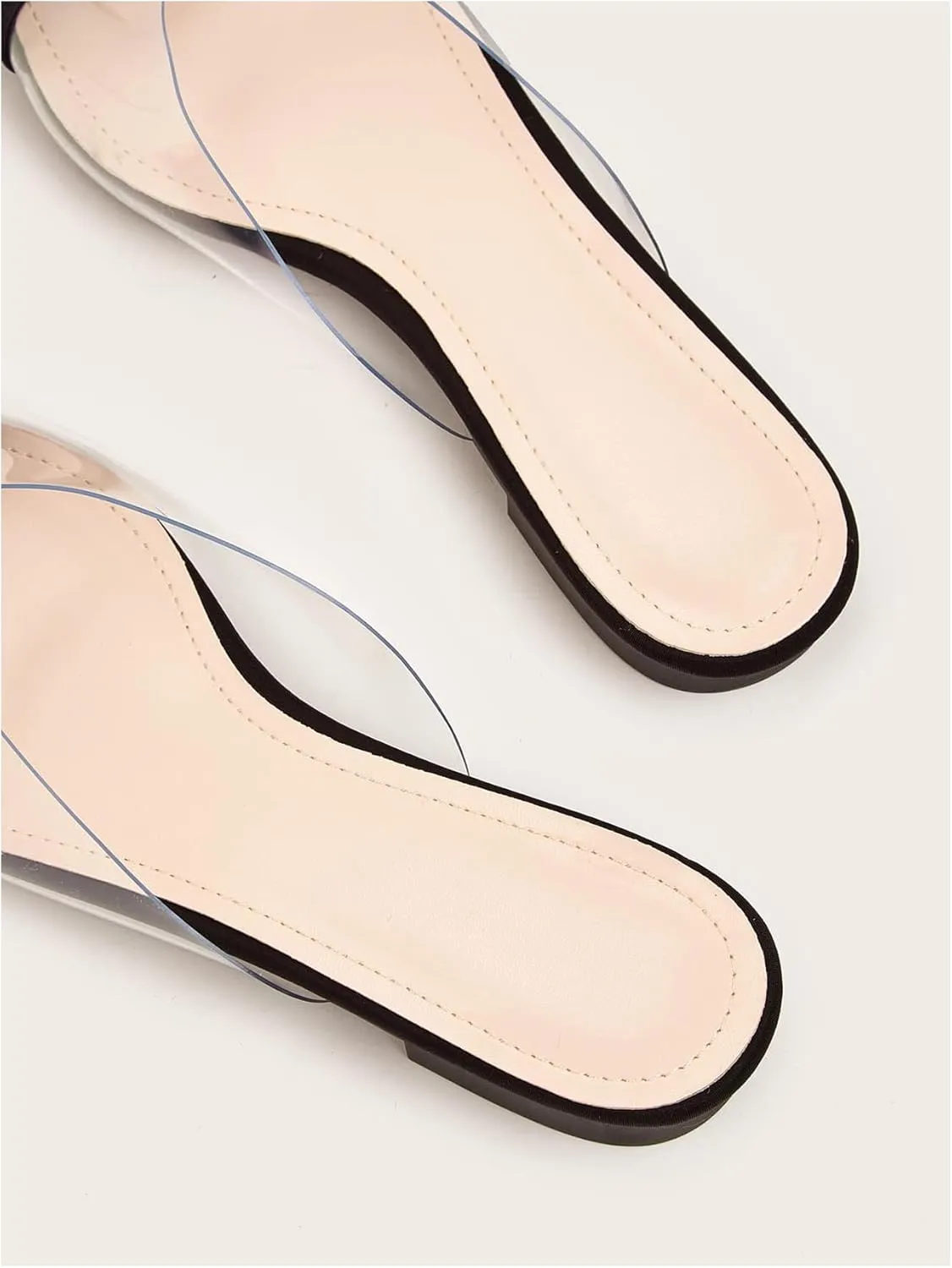 OYOANGLE Women's Metallic Transparent PVC Pointed Toe Flat Shoes Slip On Casual Outdoor Flat Mules