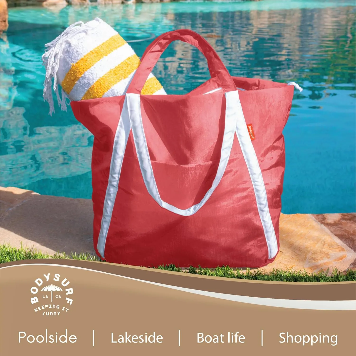 Packable Beach Bag Waterproof Sandproof - Lightweight & Foldable Travel Tote for Summer, Pool, Boat, Vacation, Gym