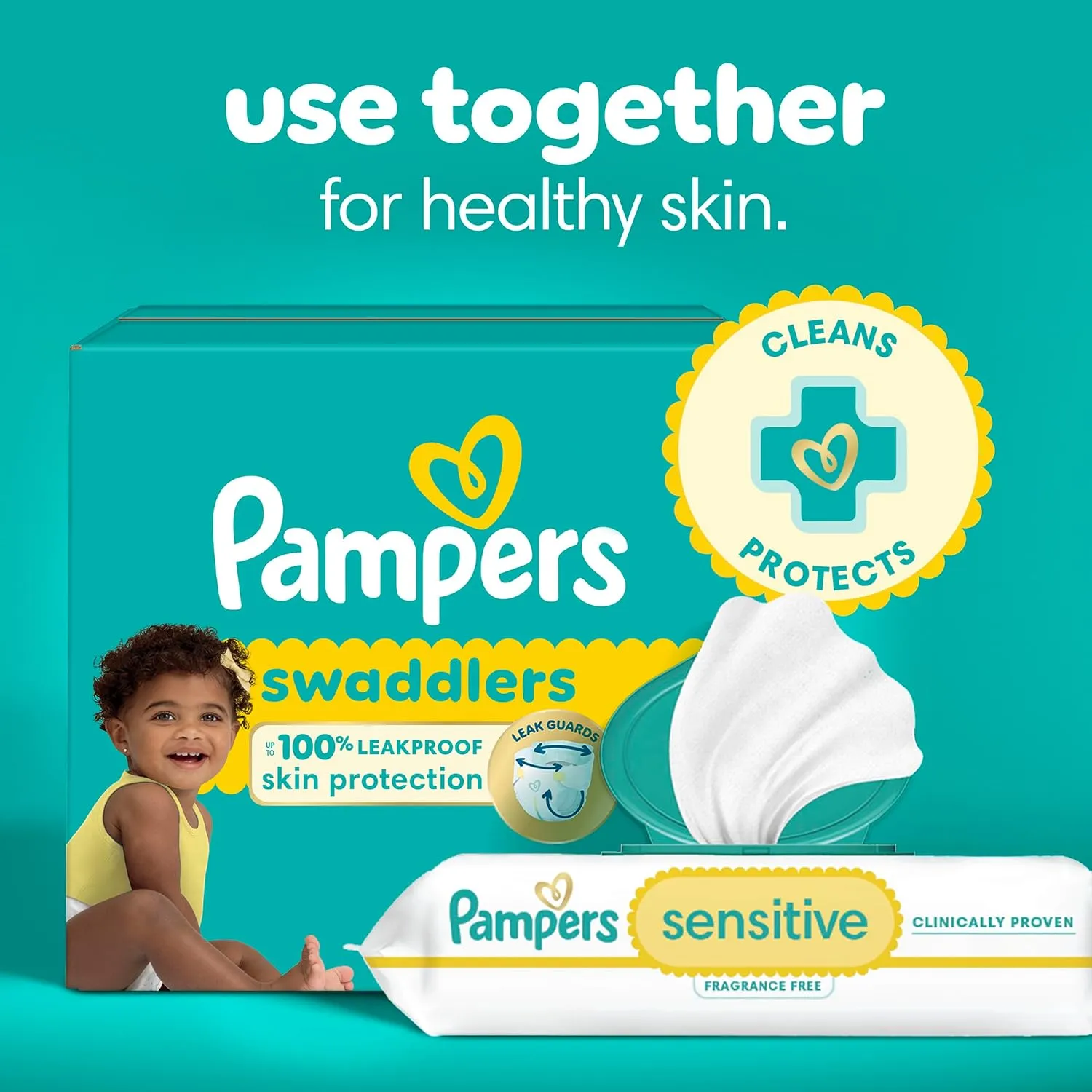 Pampers Baby Wipes, Sensitive, Water Based Wipe, Clinically Proven, Hypoallergenic, and Unscented for Babies, 1344 Wipes Total (16 Flip-Top Packs)