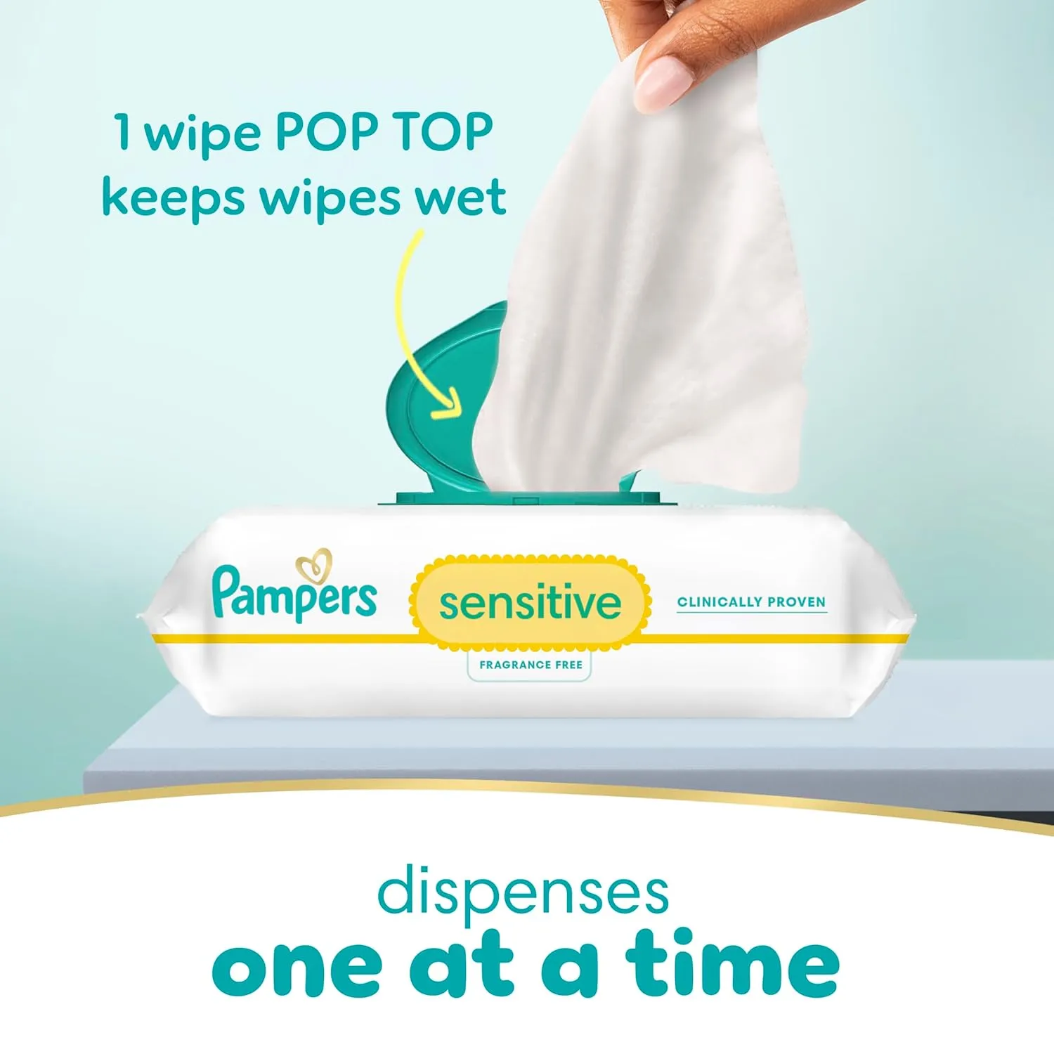 Pampers Baby Wipes, Sensitive, Water Based Wipe, Clinically Proven, Hypoallergenic, and Unscented for Babies, 1344 Wipes Total (16 Flip-Top Packs)